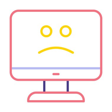 Bilgisayar simgesi üzerindeki mavi ekran, hata sembolü, illüstrasyon tasarımı, vektör grafiği 