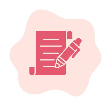 Kalem simgesi ve vektör illüstrasyonlu kağıt sayfası 