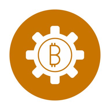 Bitcoin dişli çizgisi simgesi, vektör illüstrasyonu 