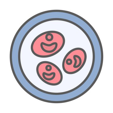 Bakteri petri kabı ve bakteri vektör simgesi 