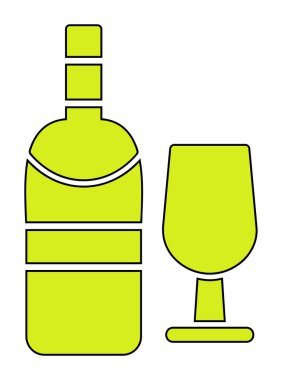 şarap şişe ve cam kutsal kişilerin resmi, vektör çizim  