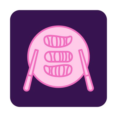 Tabak simgesinde suşi, vektör illüstrasyonu