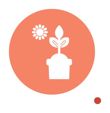 Güneş ve bitki saksı ikonunda. Vektör çizimi. Fotosentez sembolü 