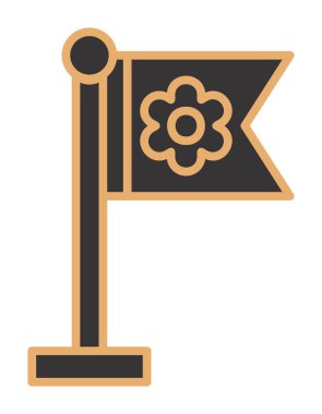 Sakura bayrak simgesi, vektör illüstrasyonu 