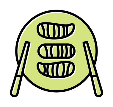 Tabak simgesinde suşi, vektör illüstrasyonu