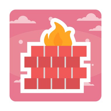 Şömine simgesinin vektör illüstrasyonu 