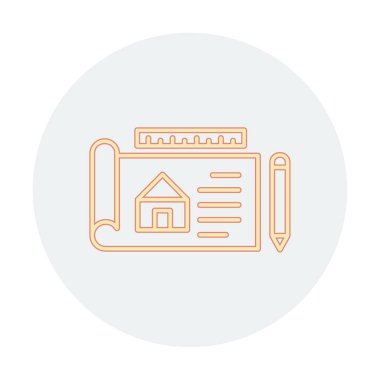 Basit Mimari Planı simgesi, vektör illüstrasyonu