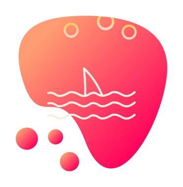 Deniz ikonunda köpekbalığı yüzgeci, vektör illüstrasyonu 