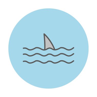 Deniz ikonunda köpekbalığı yüzgeci, vektör illüstrasyonu 