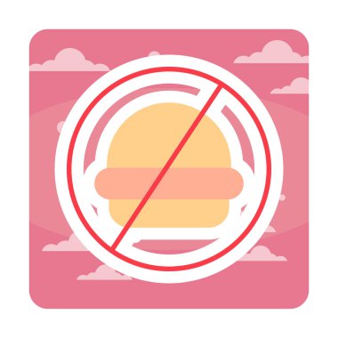 Fast food simgesi yok, vektör illüstrasyonu