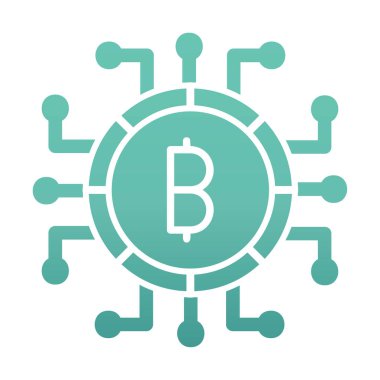 Bitcoin işareti, vektör illüstrasyonlu dijital para simgesi 