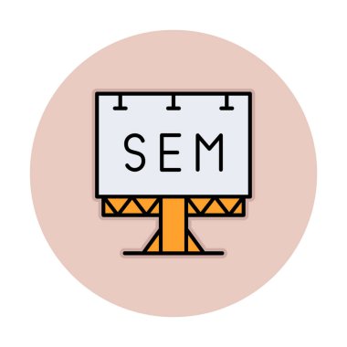 SEM ile Billboard simgesinin vektör illüstrasyonu  
