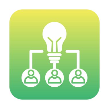 Takım Fikri, ampul ve iş dünyası ikonu, vektör illüstrasyonu