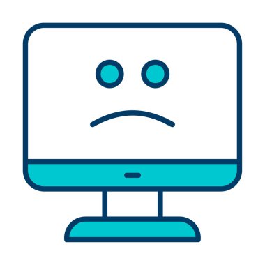 Bilgisayar simgesi üzerindeki mavi ekran, hata sembolü, illüstrasyon tasarımı, vektör grafiği 