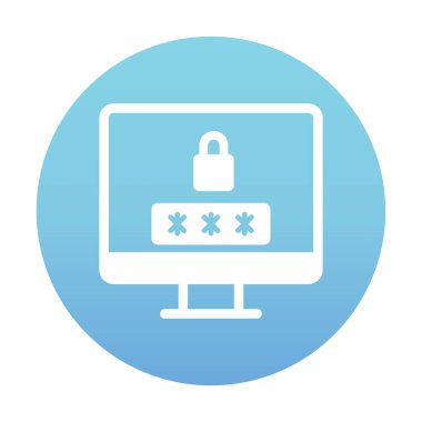 Basit Bilgisayar monitörü Ekran simgesi, vektör illüstrasyonunu kilitle