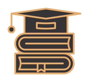 mezuniyet başlığı ve kitap simgesi vektör çizimi tasarımı