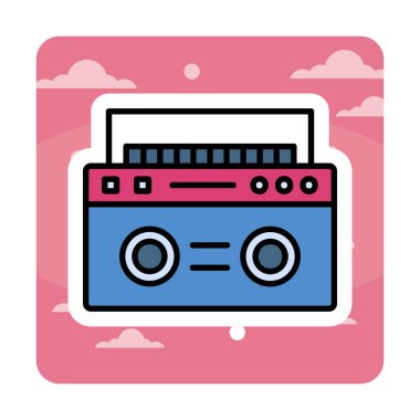  Boombox düz simgesi, vektör çizimi