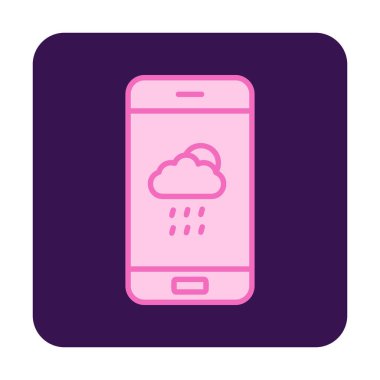Akıllı telefon web simgesi üzerindeki hava durumu uygulaması, vektör illüstrasyonu 