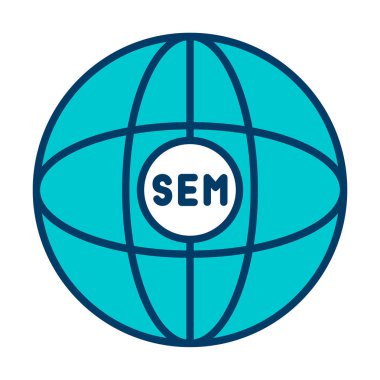 Basit düz küre ve Sem simgesi vektör illüstrasyonu