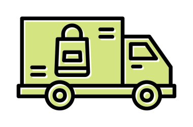 Teslimat kamyonu vektör simgesi modern basit illüstrasyon                        