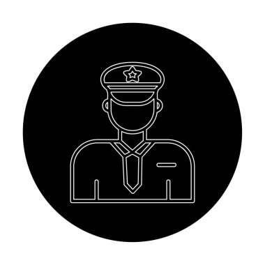 Üniformalı düz simgeli polis memurunun vektör çizimi