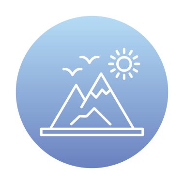 Dağların ve güneşin simgesi. vektör illüstrasyonu