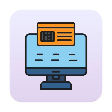 Basit Çevrimiçi Ödeme simgesi, vektör illüstrasyonu