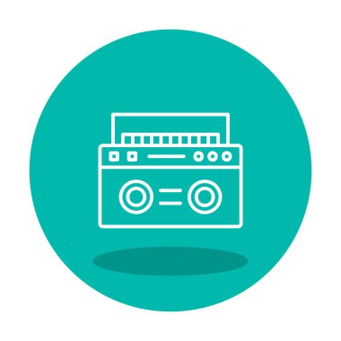  Boombox düz simgesi, vektör çizimi