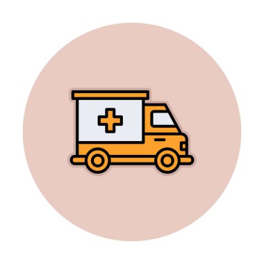 ambulans araba simgesi, renk vektörü çizimi