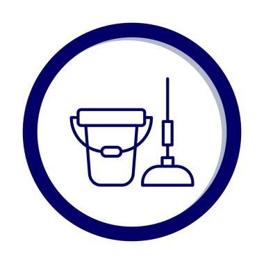 kova ve paspas simgesi, vektör illüstrasyonu  