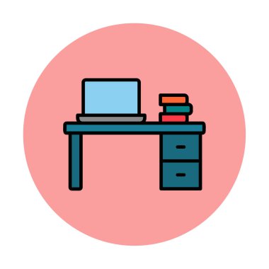 Ofis masa simgesinin vektör illüstrasyonu 