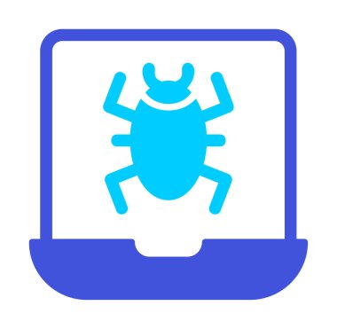 Virüs bulaşmış Laptop Simgesi - Virüs vektör çizimi tasarımı