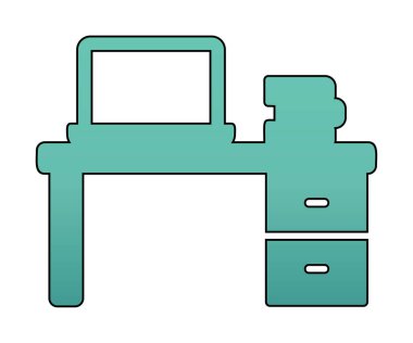 Ofis masa simgesinin vektör illüstrasyonu 