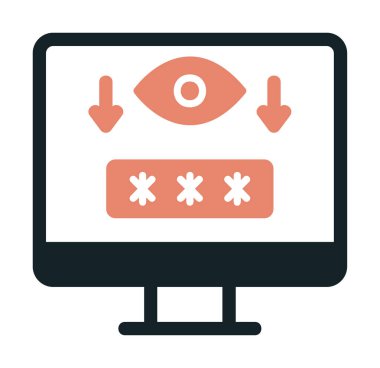 Basit Bilgisayar Casus Yazılımı simgesi, vektör illüstrasyonu