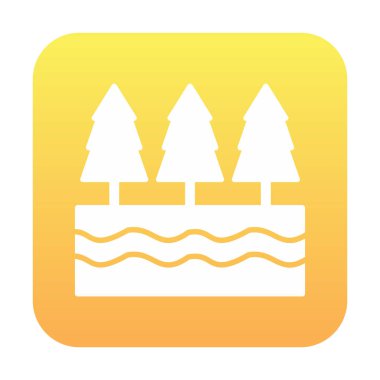 Nehir ve ağaçlar düz ikon vektör çizimi 