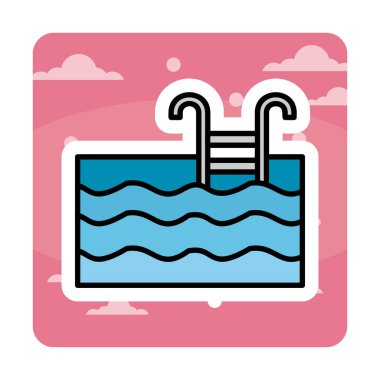  yüzme havuzu ikonu vektör illüstrasyonu