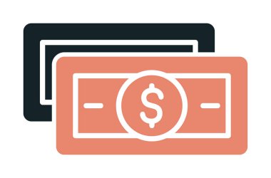 Dolar para çizgisi simgesi, vektör illüstrasyonu