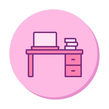 Ofis masa simgesinin vektör illüstrasyonu 