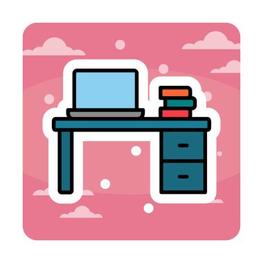 Ofis masa simgesinin vektör illüstrasyonu 