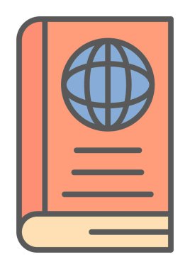 Basit Dünya Kitabı simgesi, vektör illüstrasyonu