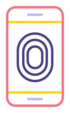 Kilitlenmemiş Parmak izi ikon vektör illüstrasyonlu akıllı telefon  