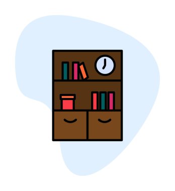 kitaplık düz simge, vektör illüstrasyonu 