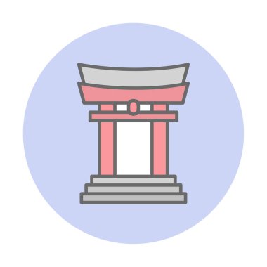 Basit Japon Tori Kapısı simgesi, vektör illüstrasyonu