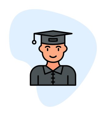 Mezuniyet başlığı simgesi vektör illüstrasyonu öğrencisi