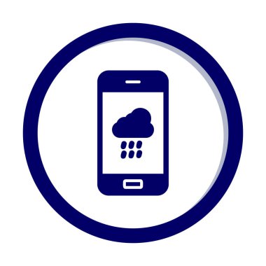 Akıllı telefon web simgesi üzerindeki hava durumu uygulaması, vektör illüstrasyonu 