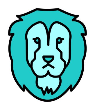 Aslan başı düz simgesi, vektör illüstrasyonu