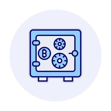Bitcoin şifreleme kilidi ikon vektör çizimi  