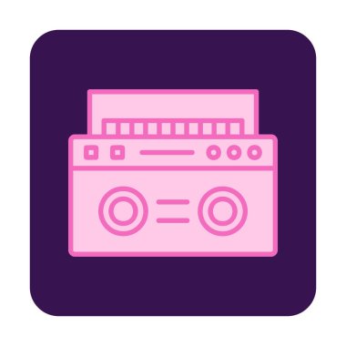  Boombox düz simgesi, vektör çizimi