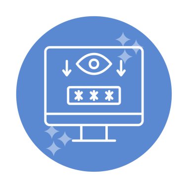 Basit Bilgisayar Casus Yazılımı simgesi, vektör illüstrasyonu