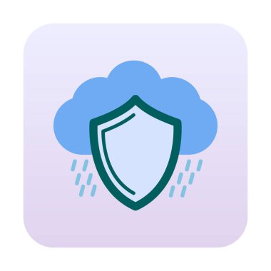 bulut güvenliği düz simgesi, vektör illüstrasyonu